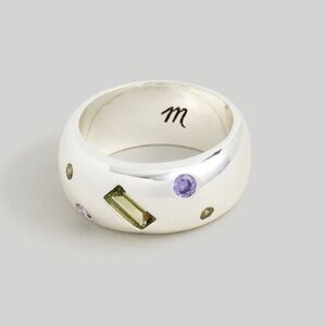 NWT Madewell Crystal Stone Inlay Chunky Ring Silver Size 7 Artsy